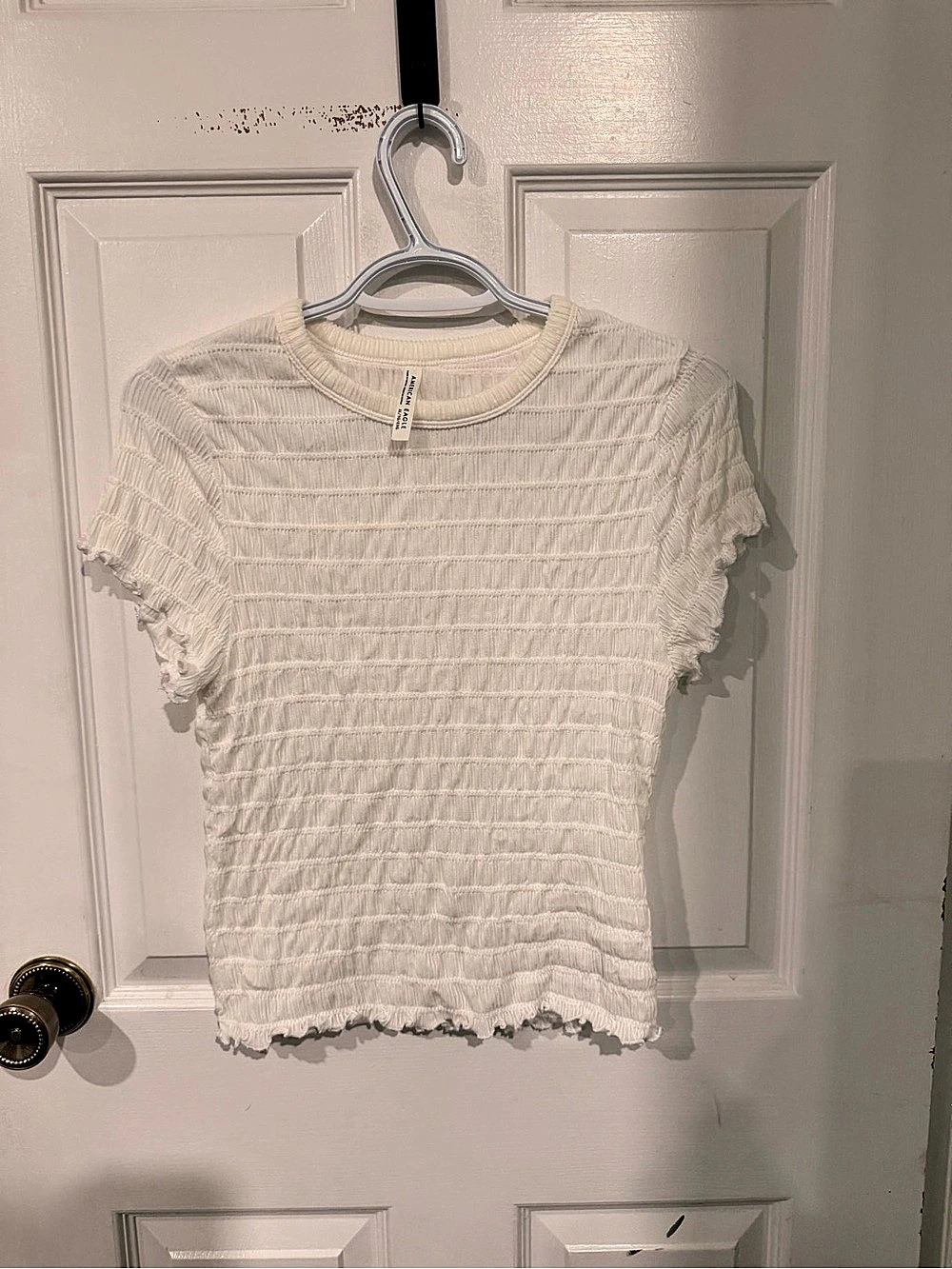 American Eagle AE Smocked Hey Baby Tee Textured Short Sleeve Top XL